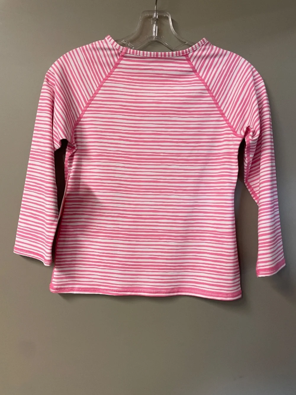 Garnet Hill Kids's Exclusive Swimwear. A pink and white stripe.
